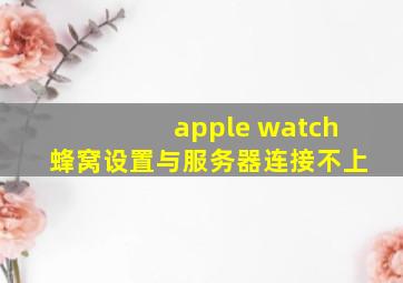 apple watch蜂窝设置与服务器连接不上